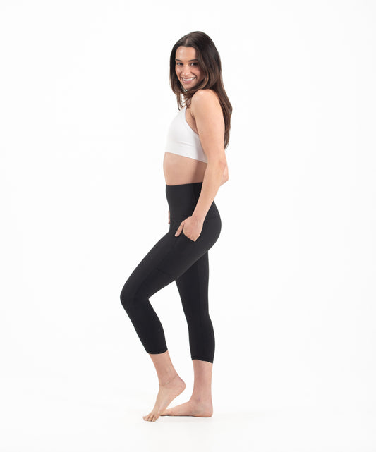 SweetFlexx Hi-Rise Resistance Capri Leggings with Pockets | Tummy Control Yoga Pants