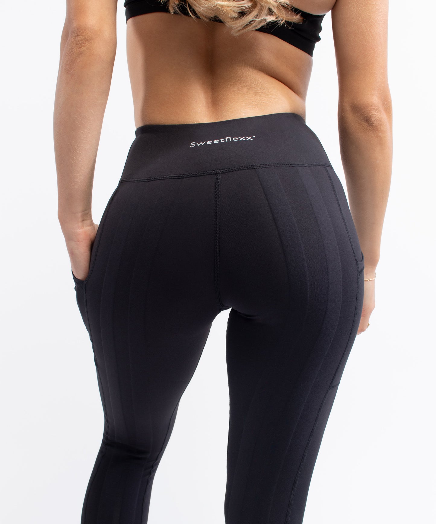 SweetFlexx Hi-Rise Booty-Lifting Resistance Leggings with Pockets | Built-in Booty Band Workout Tights