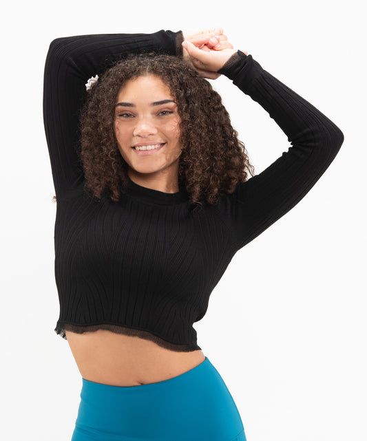 SweetFlexx Sofina Crop Pullover Hoodie | Breathable Long Sleeve Workout Top
